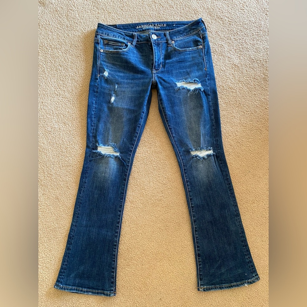 American Eagle Distressed Skinny Kick Jeans